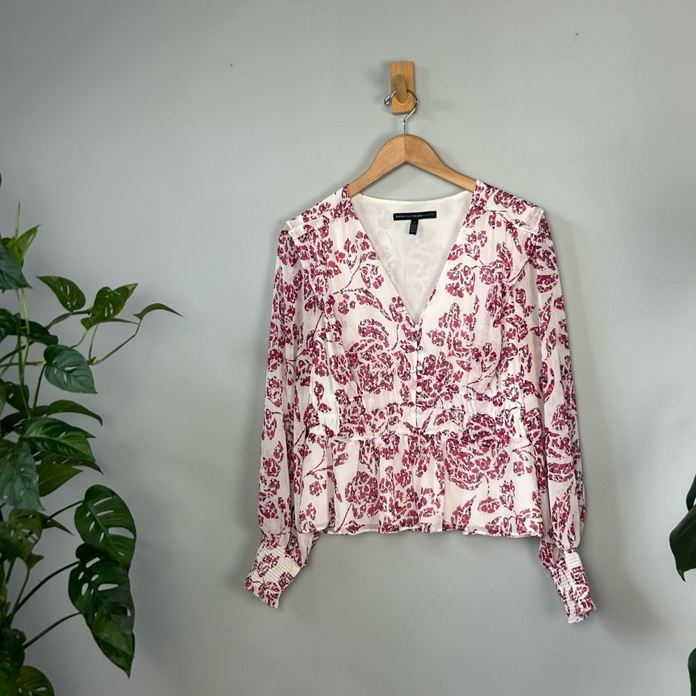 White House Black Market Petite Long Sleeve Blouse Size Medium - Picture 4 of 7